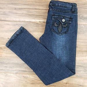 Miss Chic Dark Blue Sz 11 Black Embellished Pocket